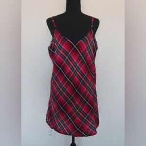 Victoria's Secret Red Tartan Plaid Mini Dress, Tunic or Nightgown Size Large EUC